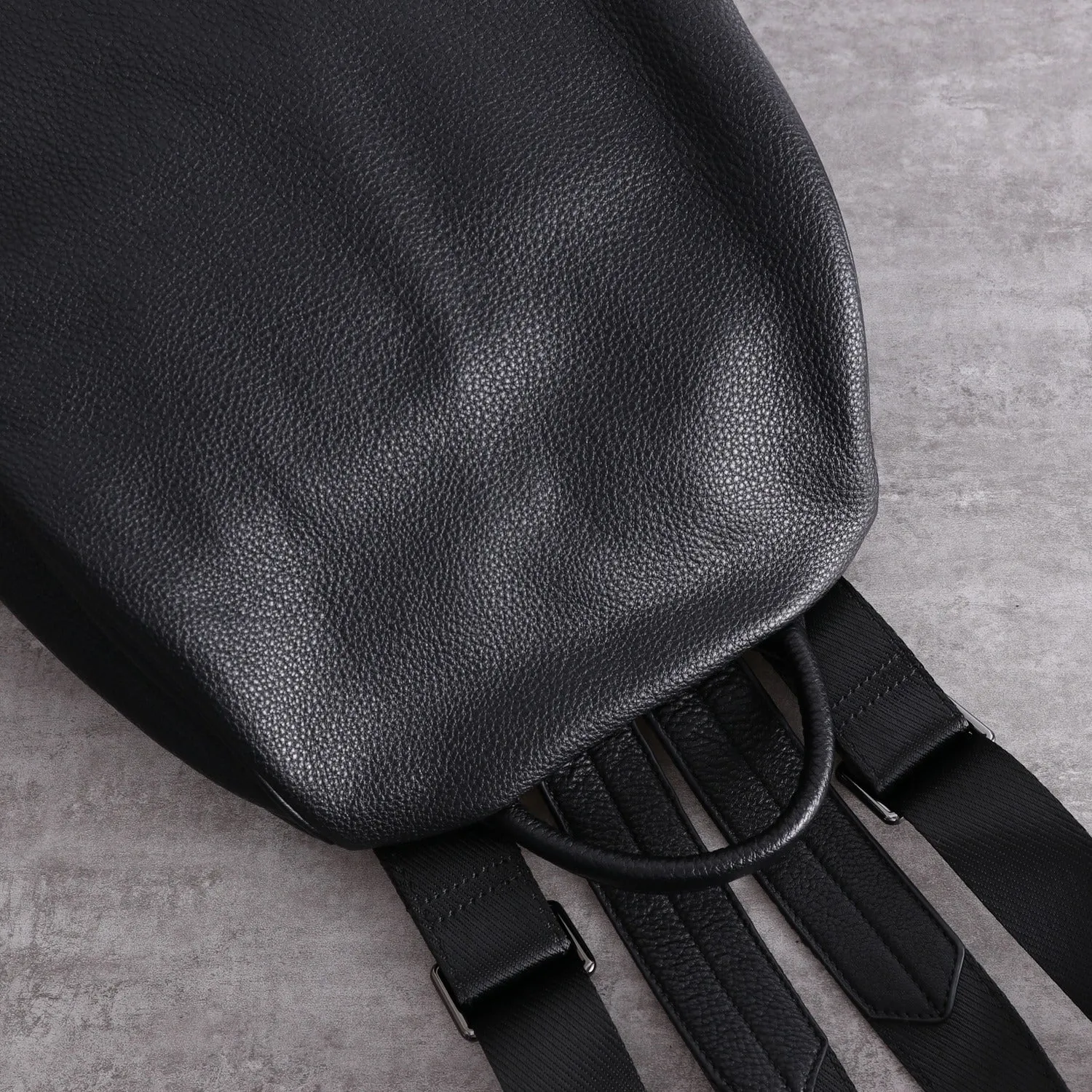 Womens Leather&Nylon Backpack Black Travel Backpack Purse Black Classic School Rucksack for Ladies
