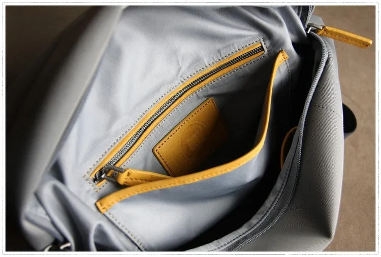 Womens Nylon Backpack Best Satchel Backpack Purse Nylon Gray School Rucksack for Ladies