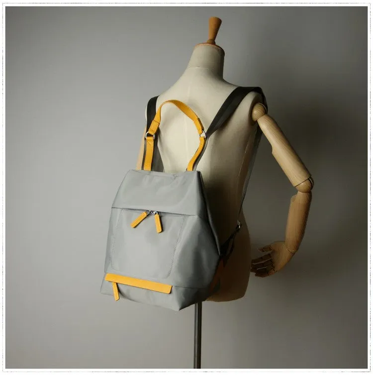 Womens Nylon Backpack Best Satchel Backpack Purse Nylon Gray School Rucksack for Ladies