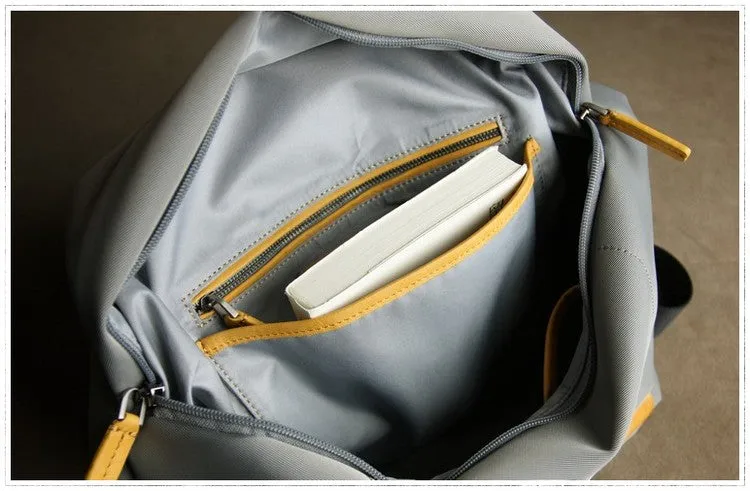Womens Nylon Backpack Best Satchel Backpack Purse Nylon Gray School Rucksack for Ladies