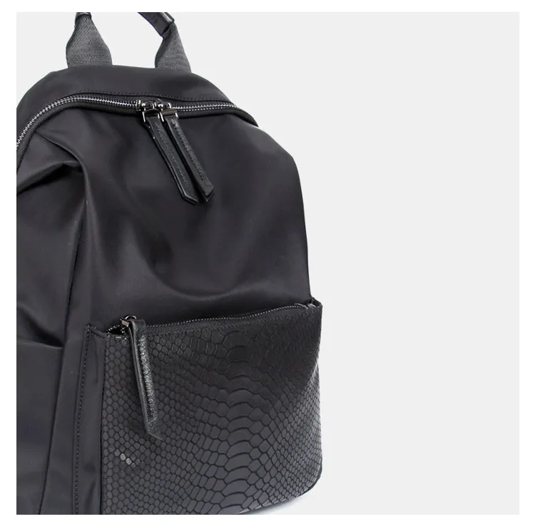 Womens Nylon Backpack Black Travel Backpack Purse Nylon Black School Rucksack for Ladies
