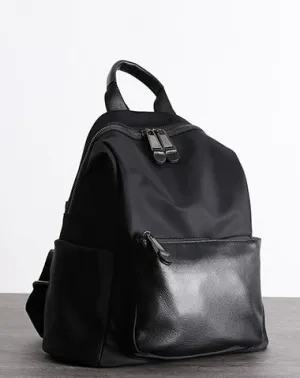 Womens Nylon Backpack Black Travel Backpack Purse Nylon Black School Rucksack for Ladies