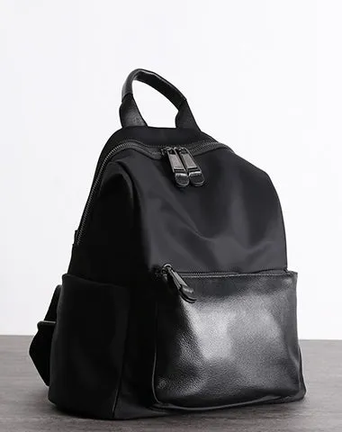 Womens Nylon Backpack Black Travel Backpack Purse Nylon Black School Rucksack for Ladies