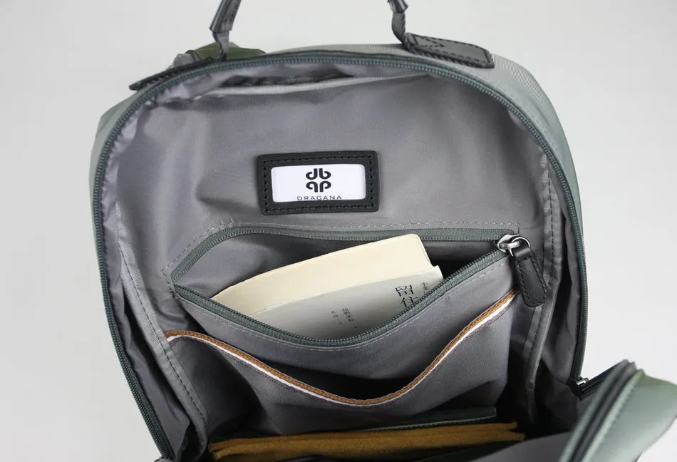 Womens Nylon Backpack Purse Khaki Best Satchel Backpack Nylon School Rucksack for Ladies