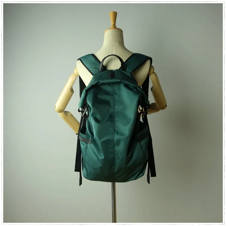 Womens Nylon Large Backpack Purse Dark Green Nylon Travel Backpack School Rucksack for Ladies