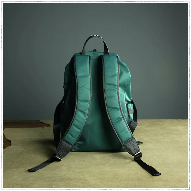 Womens Nylon Large Backpack Purse Dark Green Nylon Travel Backpack School Rucksack for Ladies