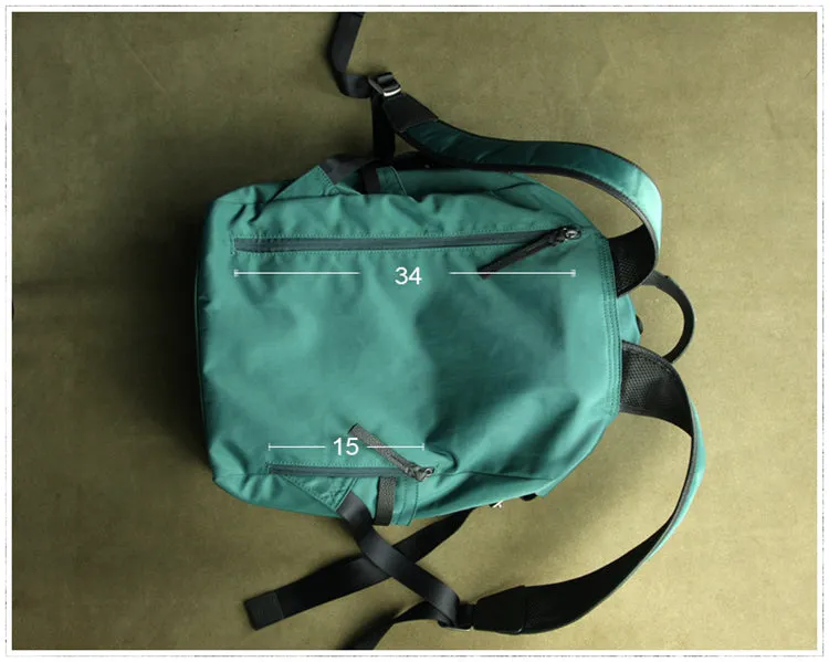 Womens Nylon Large Backpack Purse Dark Green Nylon Travel Backpack School Rucksack for Ladies