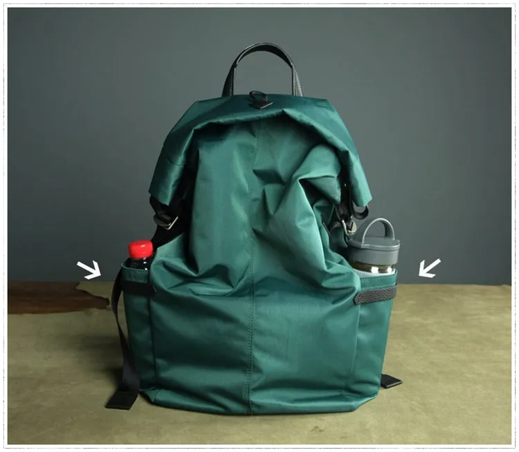 Womens Nylon Large Backpack Purse Dark Green Nylon Travel Backpack School Rucksack for Ladies