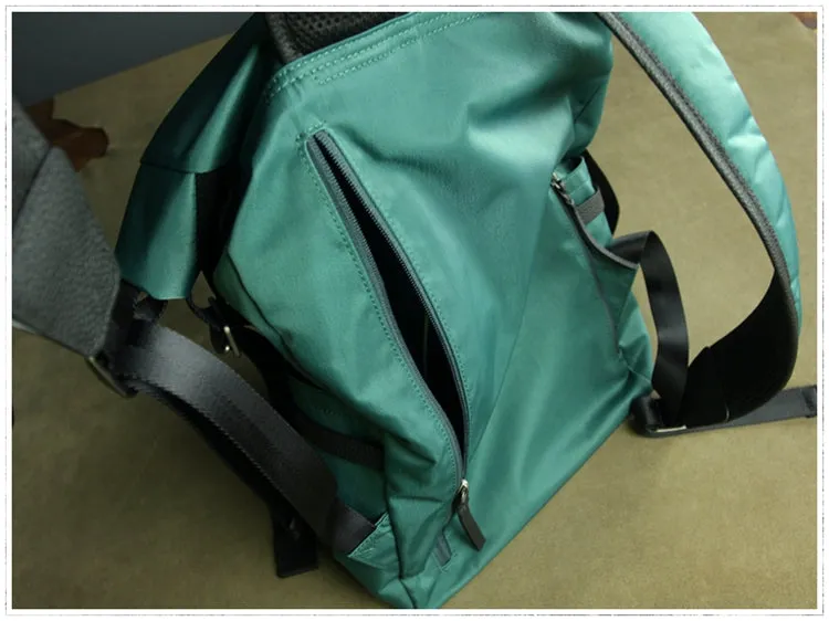 Womens Nylon Large Backpack Purse Dark Green Nylon Travel Backpack School Rucksack for Ladies