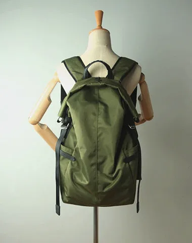 Womens Nylon Large Backpack Purse Dark Green Nylon Travel Backpack School Rucksack for Ladies