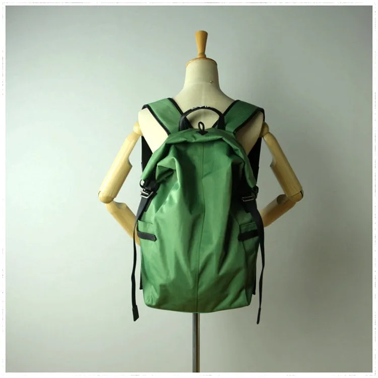 Womens Nylon Large Backpack Purse Dark Green Nylon Travel Backpack School Rucksack for Ladies