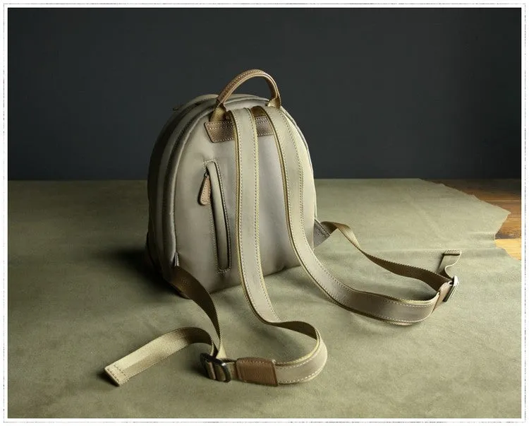Womens Nylon Small Backpack Purse Light Gray&Yellow Best Mini Backpack Purse Nylon Rucksack for Ladies