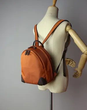 Womens Nylon Small Backpack Purse Orange Best Mini Backpack Purse Nylon Rucksack for Ladies
